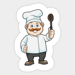 Chef with Chef's hat & Soup spoon Sticker